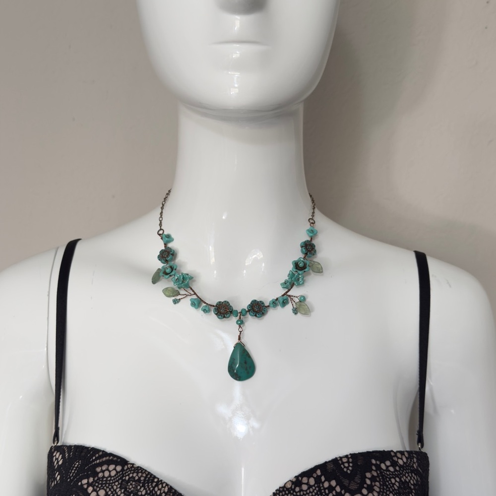 Fairycore Flower Garden Necklace Handcrafted by Claudia Chavez Santa Fe Beadwork